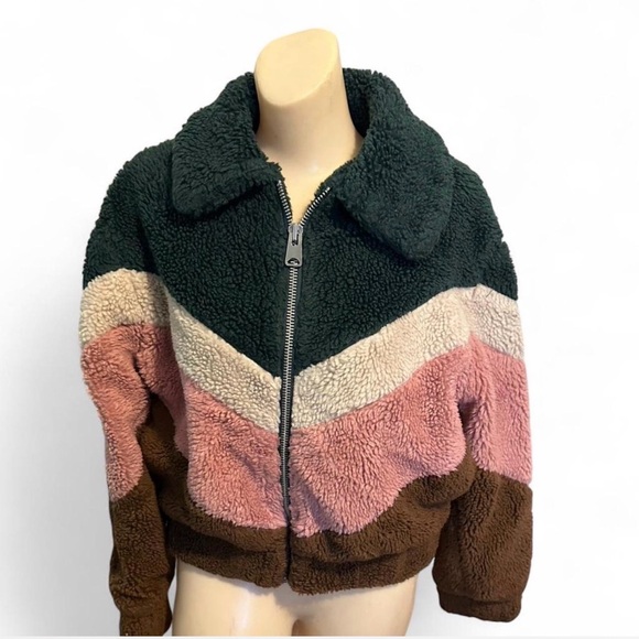 BDG Dark Green Sherpa Jacket - Picture 2 of 5